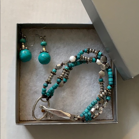 Lucky Brand turquoise bracelet and earring set - Picture 4 of 5